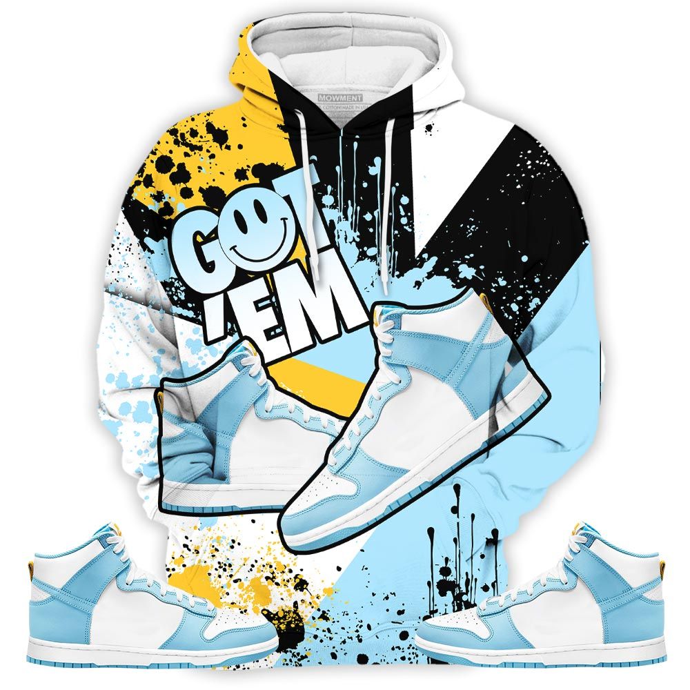 Got Em Shoes Smile Sneaker Shirt Match Dunk High Blue Chill, Dunk High Homer Simpson Hoodie Sweatshirt Tee All Over Print MKO Shirt