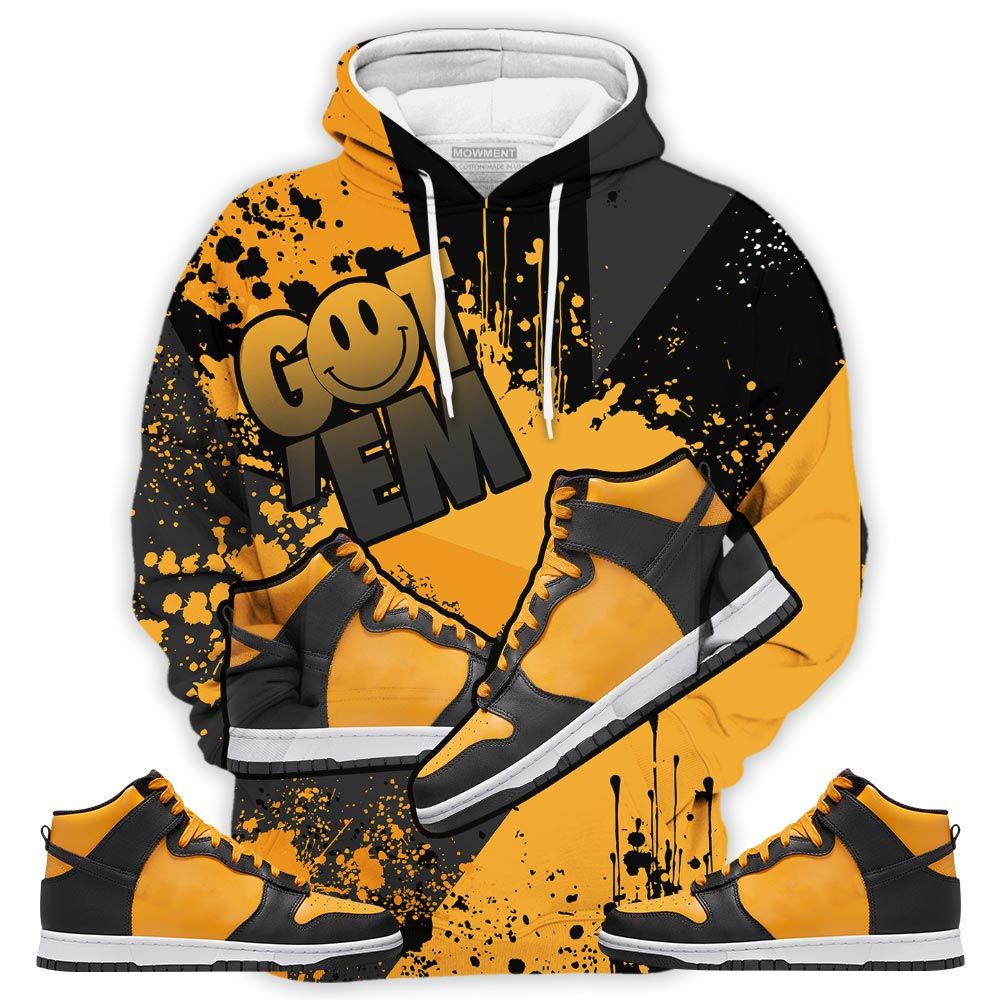 Got Em Shoes Smile Sneaker Shirt Match Dunk Reverse Goldenrod, Dunk High Bruce Lee Hoodie Sweatshirt Tee All Over Print MKO Shirt
