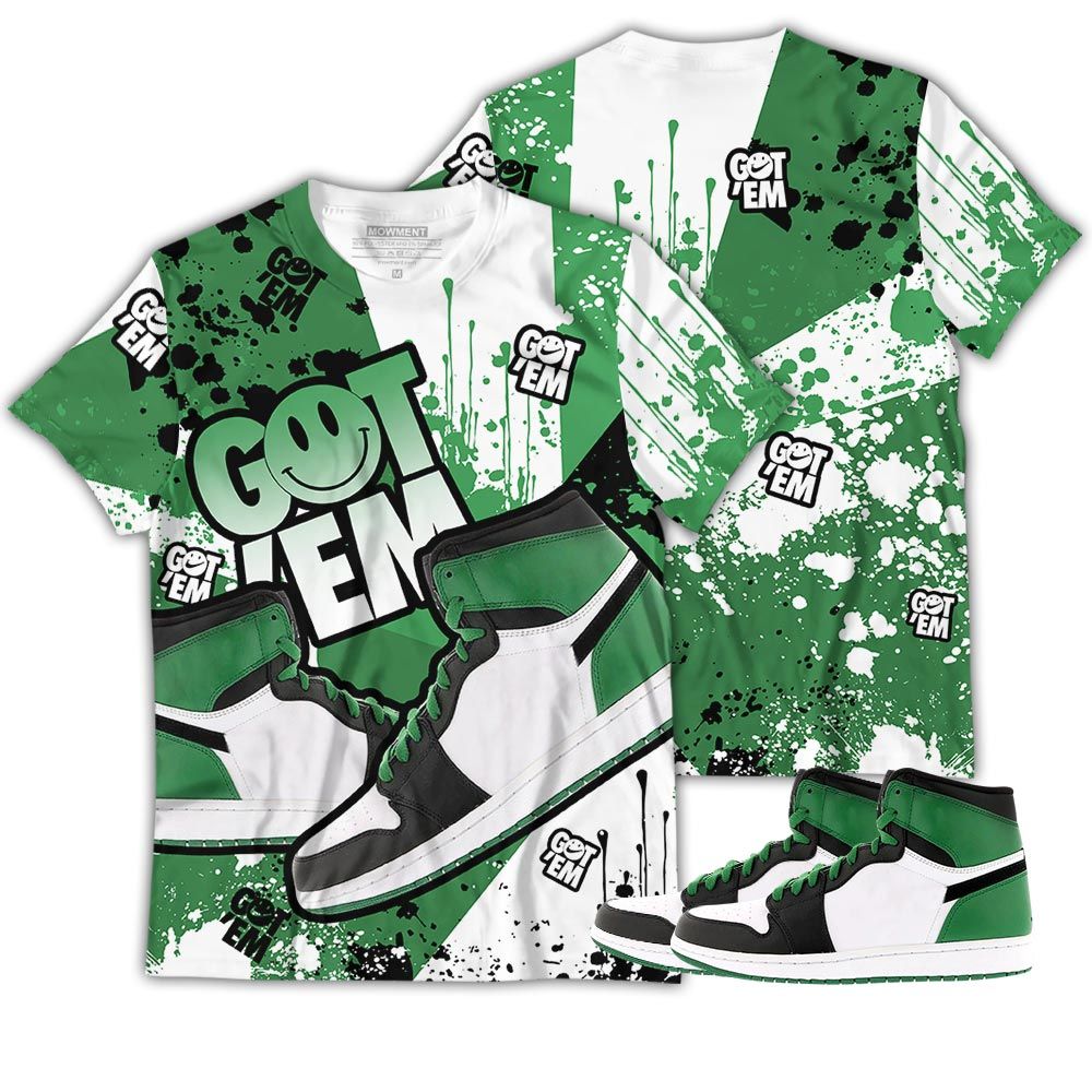Got Em Shoes Smile Sneaker Shirt Match Lucky Green 1S, Jordan 1 Lucky Green Hoodie Sweatshirt Tee All Over Print MKO Shirt Got Em Shoes Smile Sneaker Shirt Match Lucky Green 1S, Jordan 1 Lucky Green Hoodie Sweatshirt Tee All Over Print MKO Shirt