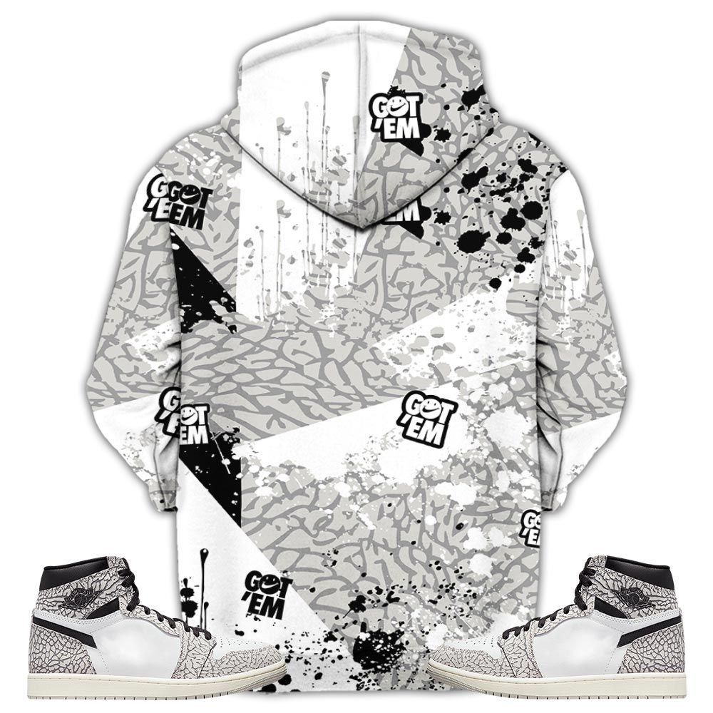 Got Em Shoes Smile Sneaker Shirt Match Og Elephant 1S, Jordan 1 White Cement Hoodie Sweatshirt Tee All Over Print MKO Shirt