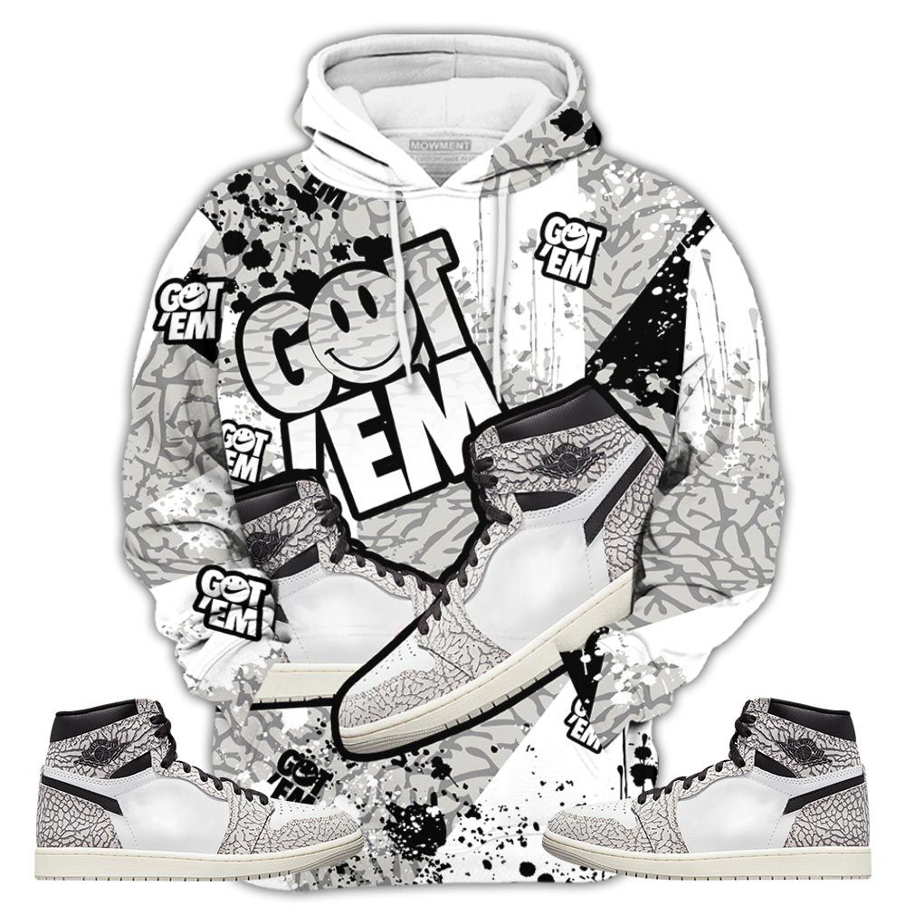 Got Em Shoes Smile Sneaker Shirt Match Og Elephant 1S, Jordan 1 White Cement Hoodie Sweatshirt Tee All Over Print MKO Shirt Got Em Shoes Smile Sneaker Shirt Match Og Elephant 1S, Jordan 1 White Cement Hoodie Sweatshirt Tee All Over Print MKO Shirt