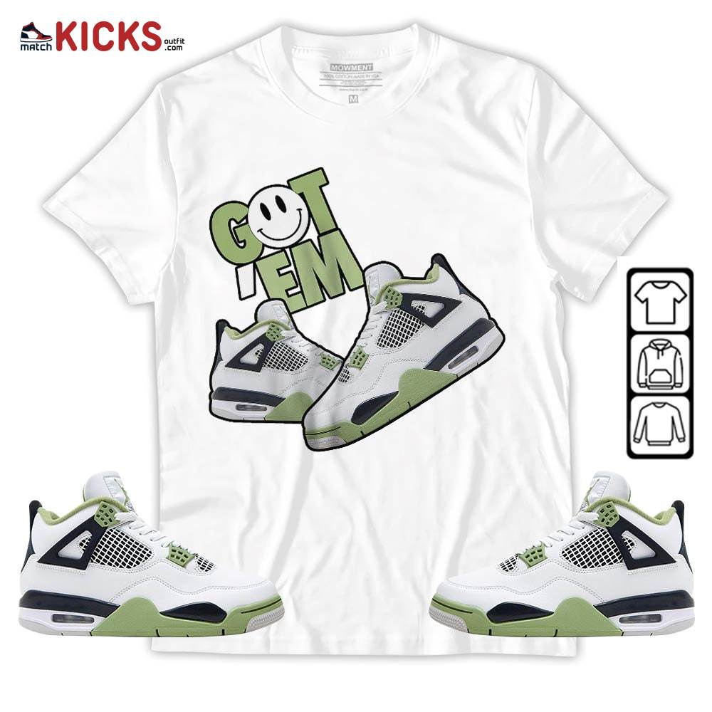Got Em Shoes Smile Sneaker Shirt Match Retro Oil Green 4s, Jordan 4 Oil Green MKO T-Shirt