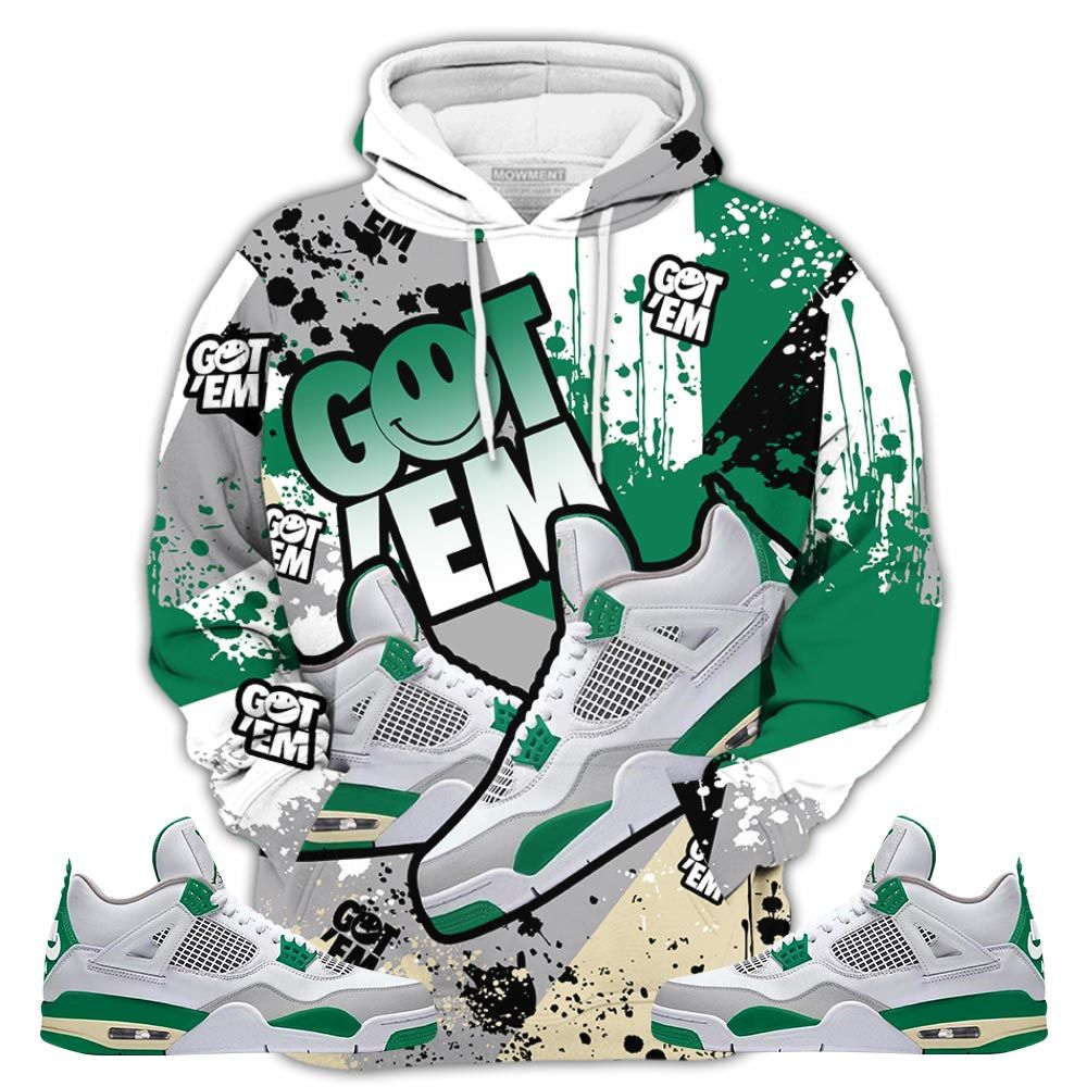 Got Em Shoes Smile Sneaker Shirt Match Retro Pine Green 4S, Jordan 4 Pine Green Hoodie Sweatshirt Tee All Over Print MKO Shirt