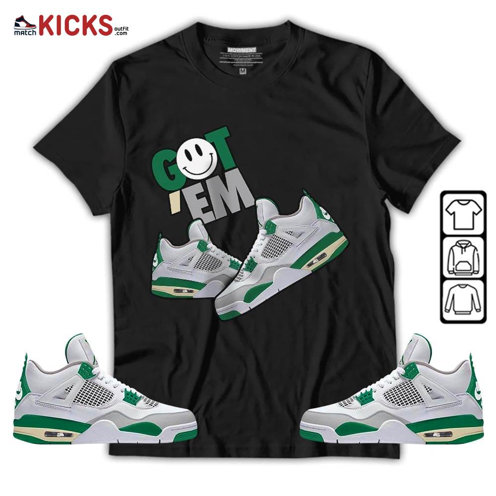 Got Em Shoes Smile Sneaker Shirt Match Retro Pine Green 4s, Jordan 4 Pine Green MKO Hoodie