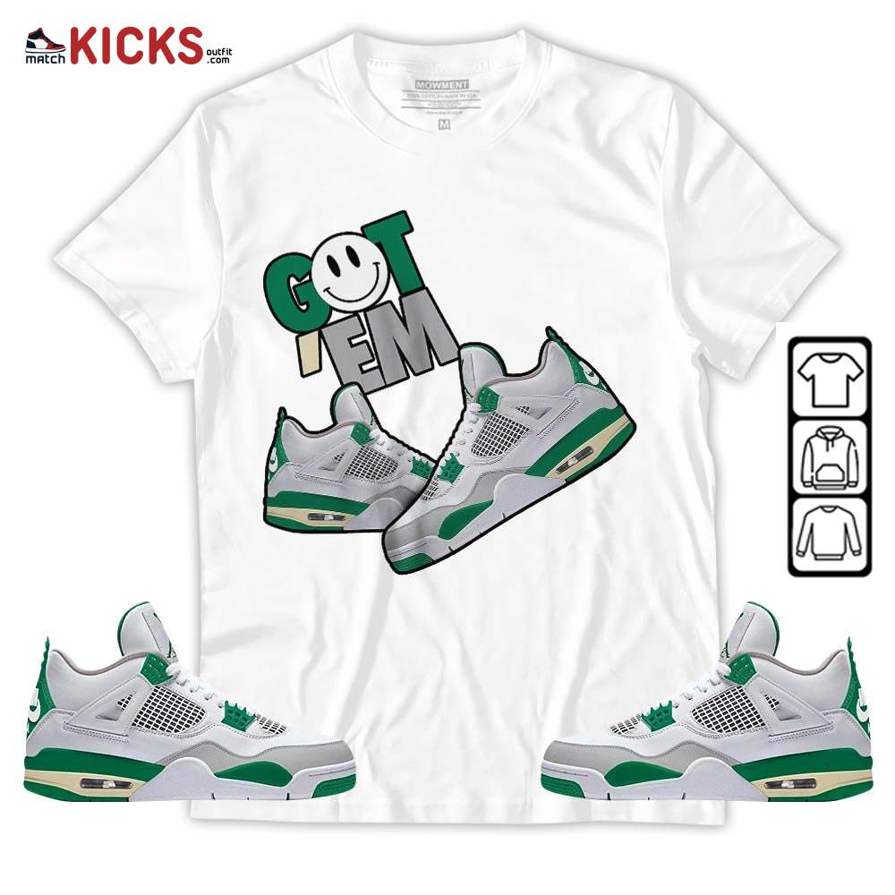 Got Em Shoes Smile Sneaker Shirt Match Retro Pine Green 4s, Jordan 4 Pine Green MKO T-Shirt
