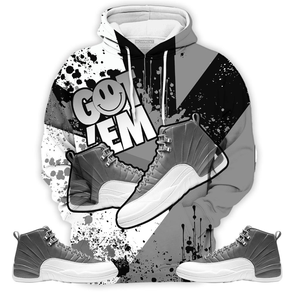 Got Em Shoes Smile Sneaker Shirt Match Stealth 12S, Jordan 12 Retro Stealth Hoodie Sweatshirt Tee All Over Print MKO Shirt