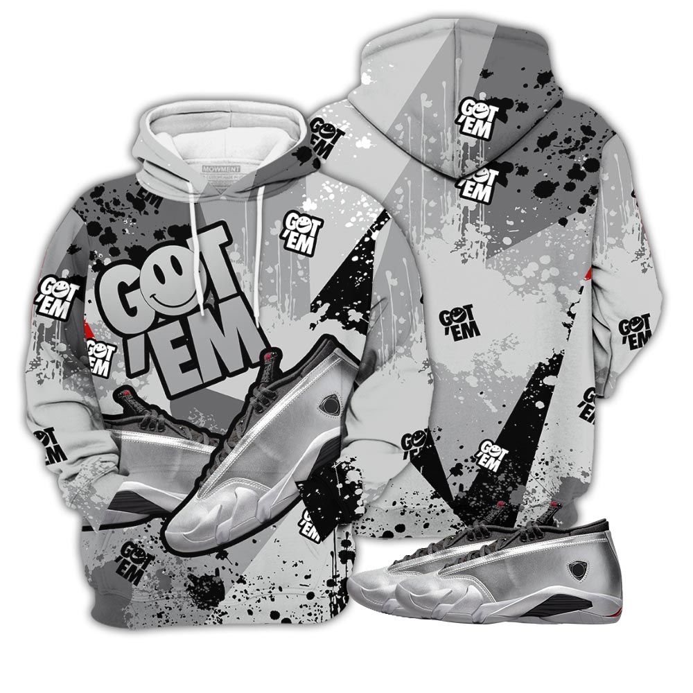 Got Em Smile Sneaker Shirt Match 14 Low Metallic Silver, Jordan 14 Metallic Silver Hoodie Sweatshirt Tee All Over Print MKO Shirt