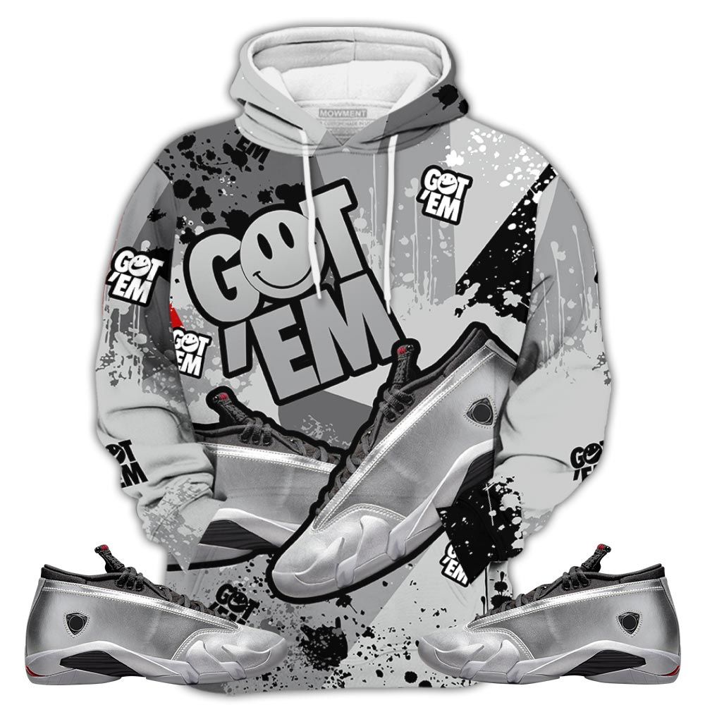 Got Em Smile Sneaker Shirt Match 14 Low Metallic Silver, Jordan 14 Metallic Silver Hoodie Sweatshirt Tee All Over Print MKO Shirt