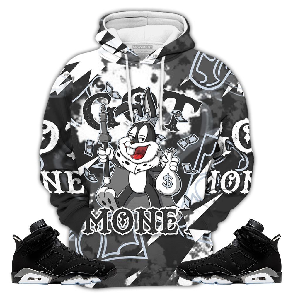 Got Money Bunny Sneaker Shirt Match Black Chrome 6S, Jordan 6 Black Chrome Hoodie Sweatshirt Tee All Over Print MKO Shirt