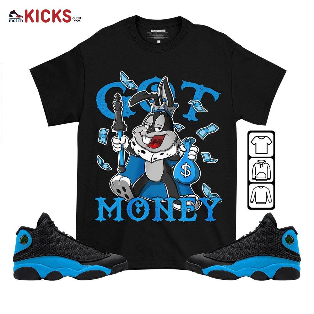 Got Money Bunny Sneaker Shirt Match Black University Blue 13s, Jordan 13 Black University Blue 2022 MKO T-Shirt Got Money Bunny Sneaker Shirt Match Black University Blue 13s, Jordan 13 Black University Blue 2022 MKO T-Shirt