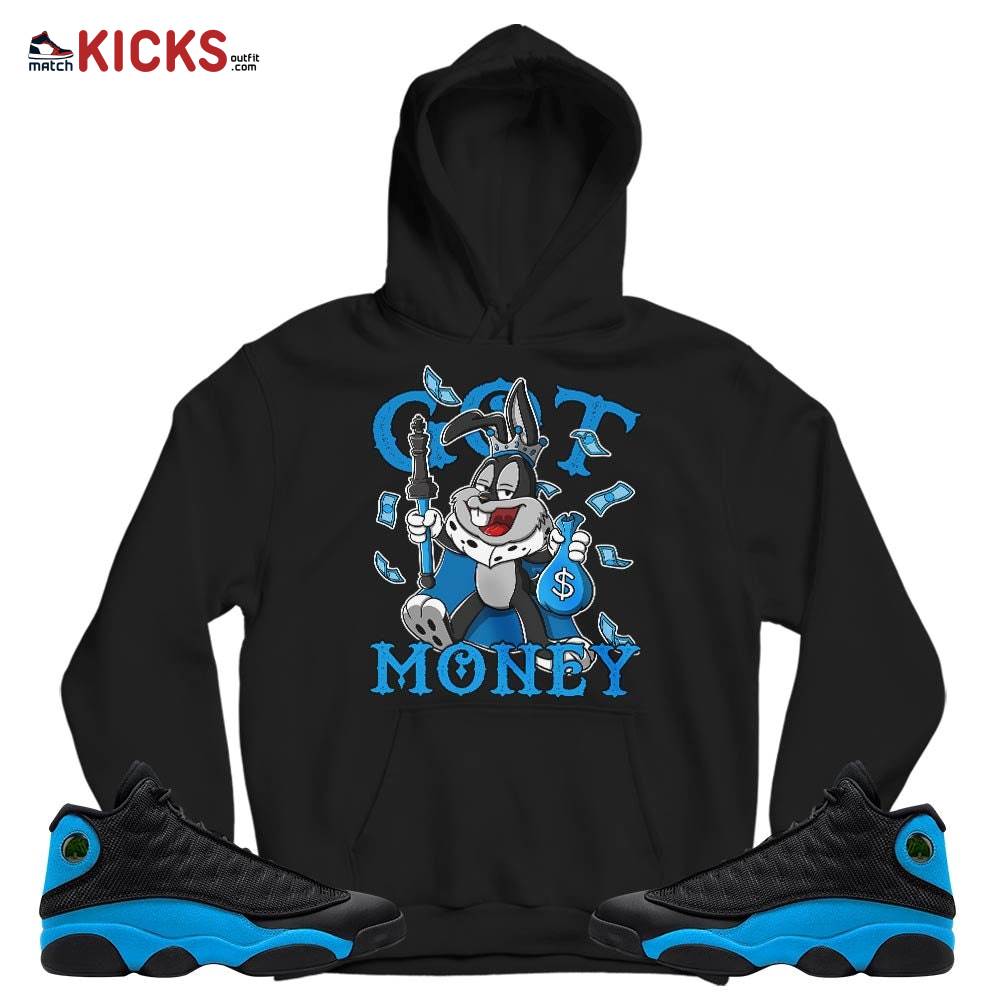 Got Money Bunny Sneaker Shirt Match Black University Blue 13s, Jordan 13 Black University Blue 2022 MKO T-Shirt