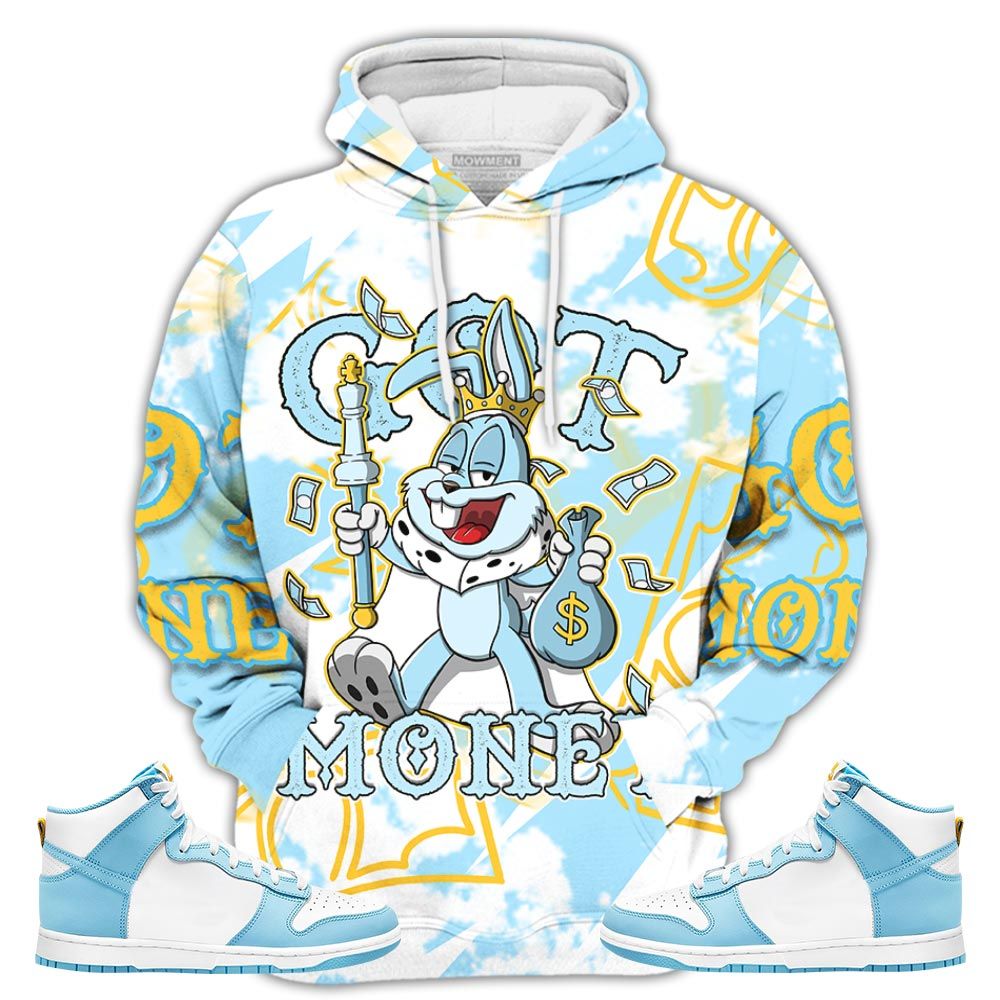 Got Money Bunny Sneaker Shirt Match Dunk High Blue Chill, Dunk High Homer Simpson Hoodie Sweatshirt Tee All Over Print MKO Shirt