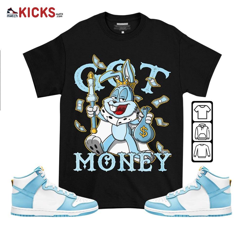 Got Money Bunny Sneaker Shirt Match Dunk High Blue Chill, Dunk High Homer Simpson MKO T-Shirt