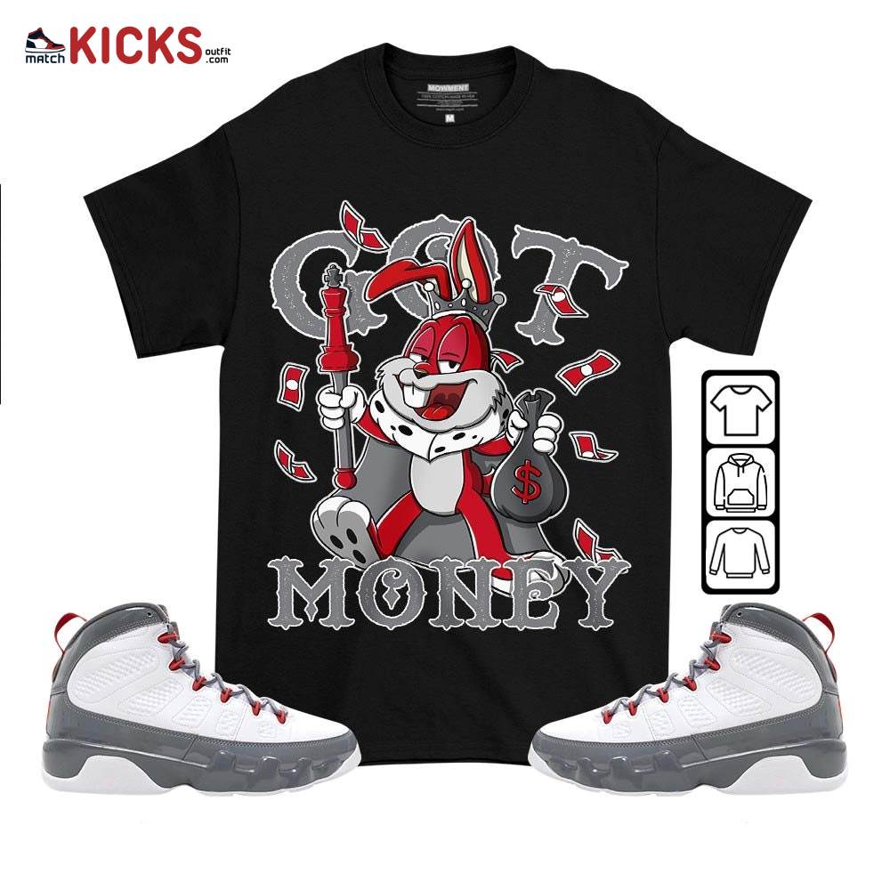 Got Money Bunny Sneaker Shirt Match Fire Red 9s, Jordan 9 Retro Fire Red MKO T-Shirt