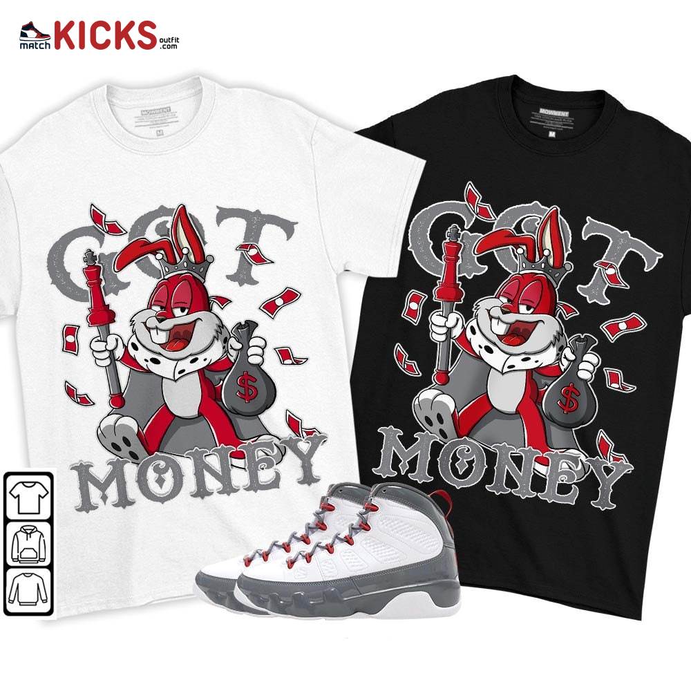 Got Money Bunny Sneaker Shirt Match Fire Red 9s, Jordan 9 Retro Fire Red MKO T-Shirt