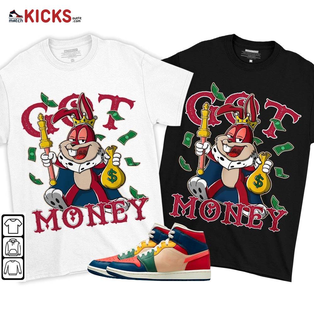 Got Money Bunny Sneaker Shirt Match Multi Color 2022 1s, Jordan 1 Mid Multi Color 2022 MKO T-Shirt Got Money Bunny Sneaker Shirt Match Multi Color 2022 1s, Jordan 1 Mid Multi Color 2022 MKO T-Shirt