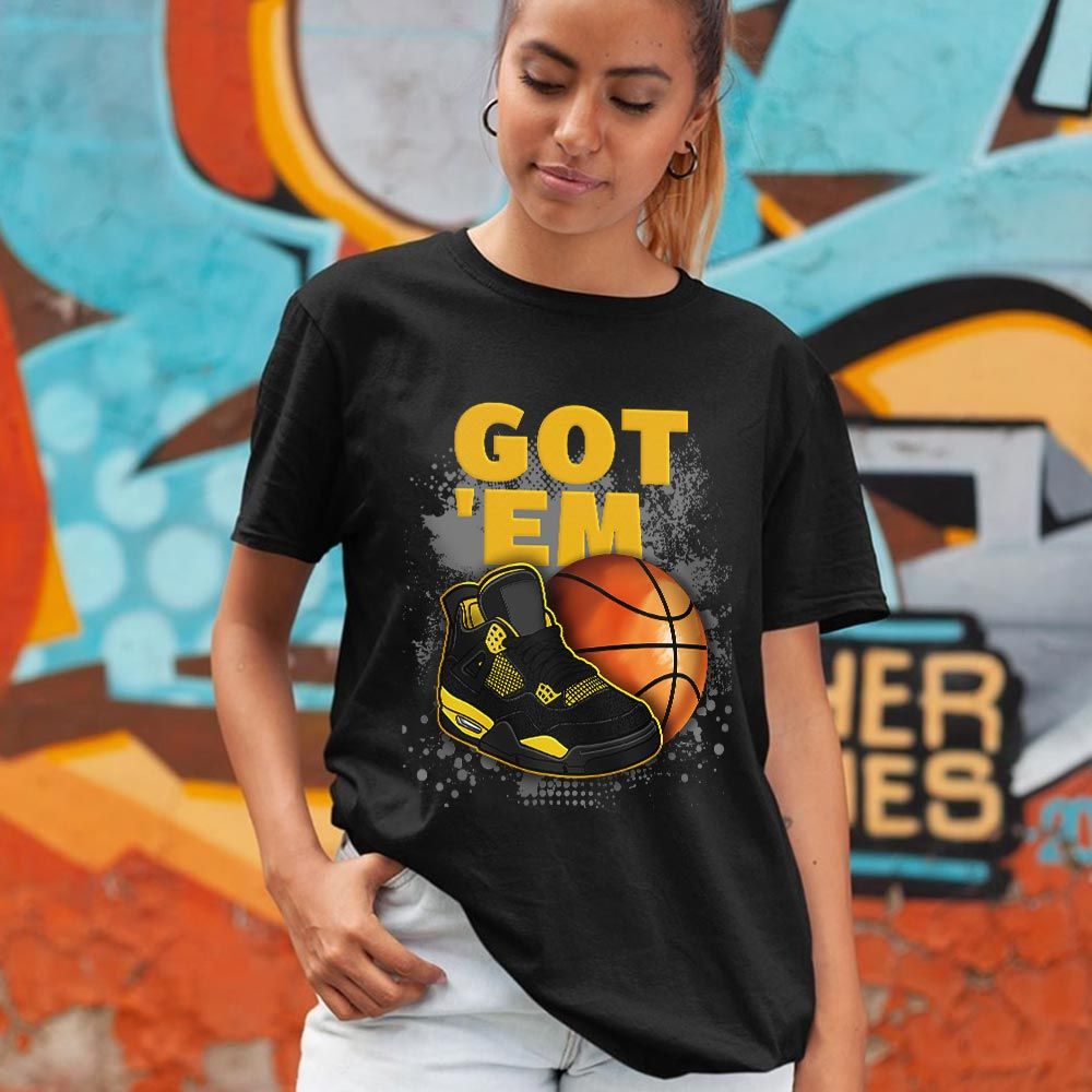 GOTEM BALLS Sneaker Shirt Match 2023 Thunder 4s, Jordan Retro 4 Thunder MKO T-Shirt GOTEM BALLS Sneaker Shirt Match 2023 Thunder 4s, Jordan Retro 4 Thunder MKO T-Shirt