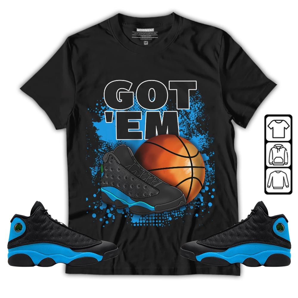 GOTEM BALLS Sneaker Shirt Match Black University Blue 13s, Jordan 13 Black University Blue 2022 MKO T-Shirt