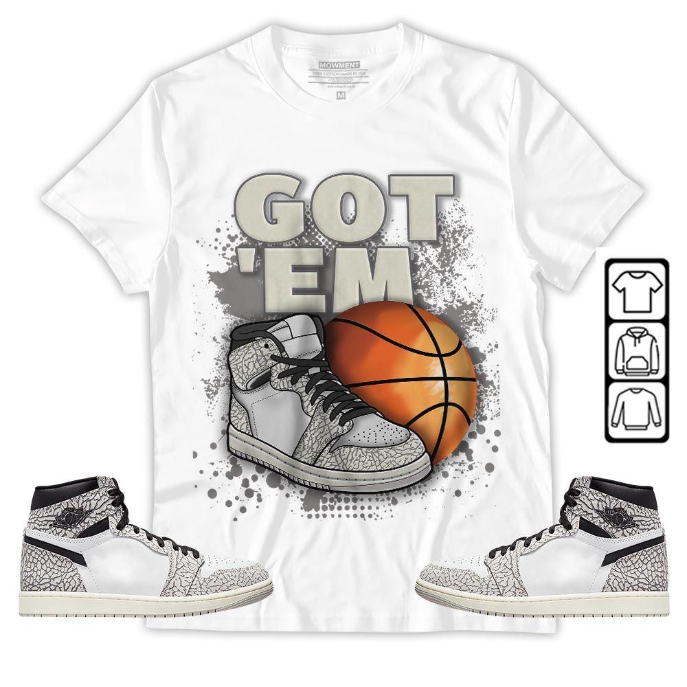 GOTEM BALLS Sneaker Shirt Match OG Elephant 1s, Jordan 1 White Cement MKO T-Shirt