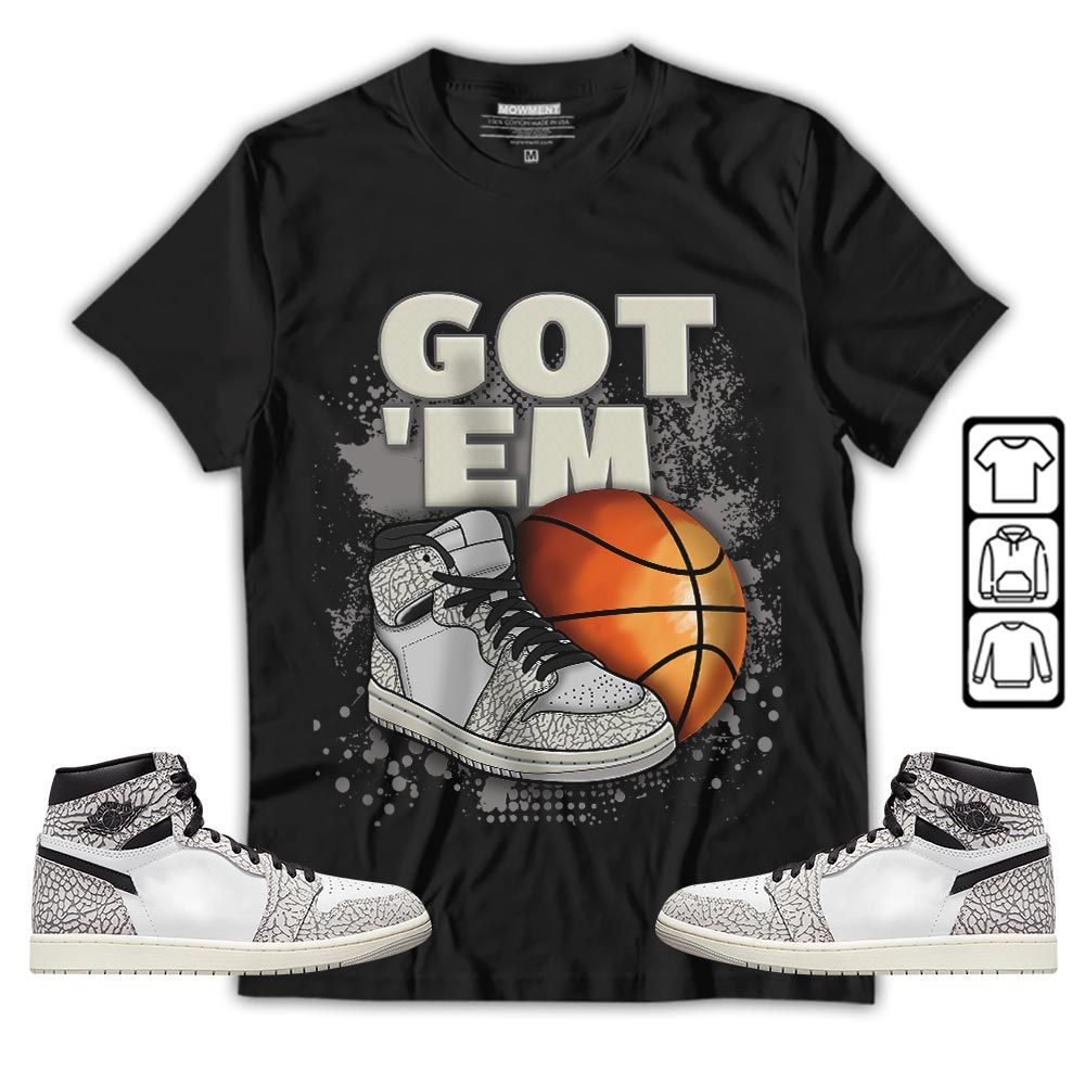 GOTEM BALLS Sneaker Shirt Match OG Elephant 1s, Jordan 1 White Cement MKO T-Shirt