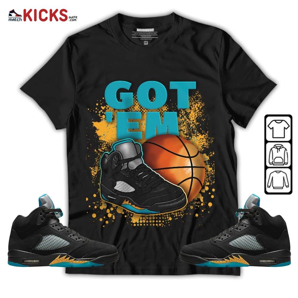 GOT’EM SNKRS Sneaker Shirt Match 2023 Retro Aqua 5s, Jordan 5 Aqua MKO Hoodie