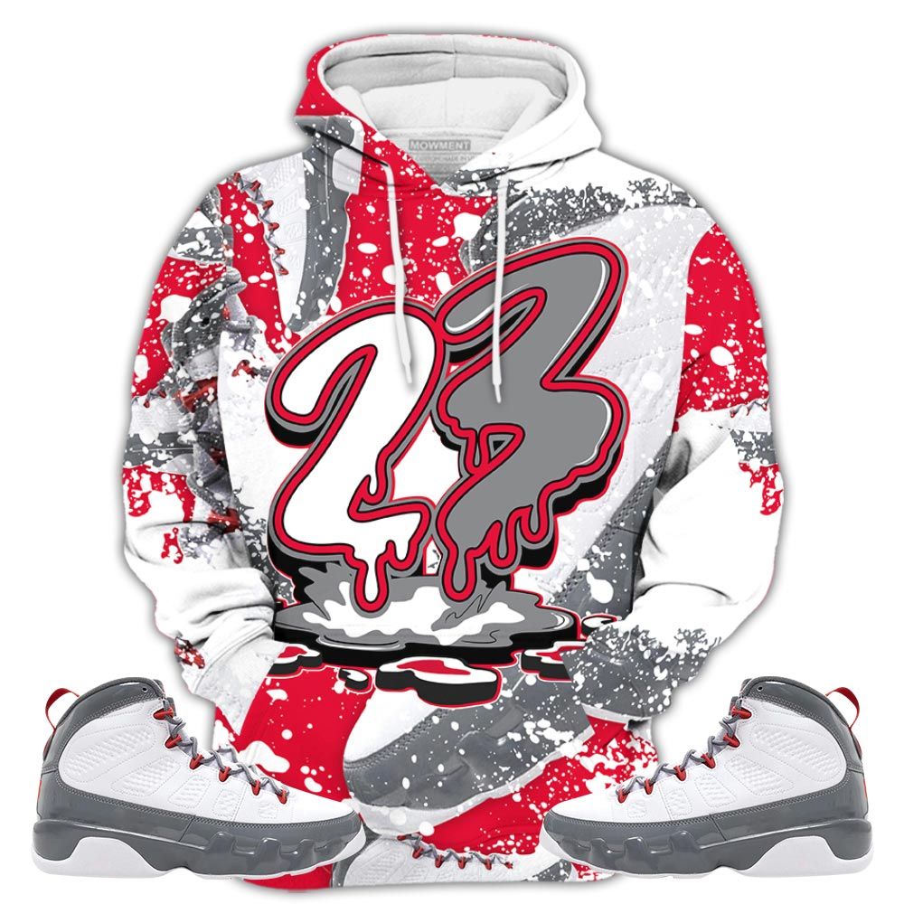 Graffiti 23 Dripping Sneaker Shirt Match Fire Red 9S, Jordan 9 Retro Fire Red Hoodie Sweatshirt Tee All Over Print MKO Shirt