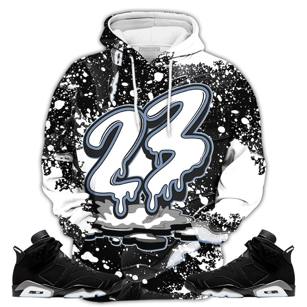 Graffiti 23 Dripping Sneaker Shirt Match Retro Metallic Silver 6S, Jordan 6 Black Chrome Hoodie Sweatshirt Tee All Over Print MKO Shirt