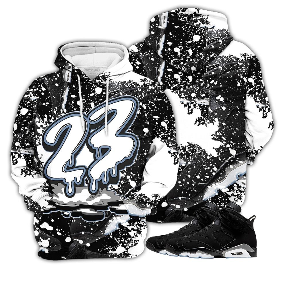 Graffiti 23 Dripping Sneaker Shirt Match Retro Metallic Silver 6S, Jordan 6 Black Chrome Hoodie Sweatshirt Tee All Over Print MKO Shirt