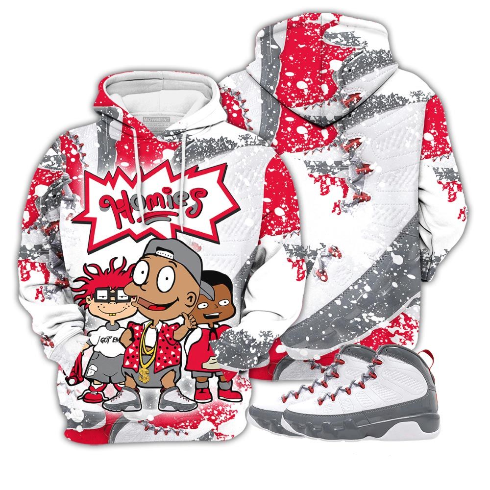 Graffiti Cartoon 90S Homies Sneaker Shirt Match Fire Red 9S, Jordan 9 Retro Fire Red Hoodie Sweatshirt Tee All Over Print MKO Shirt