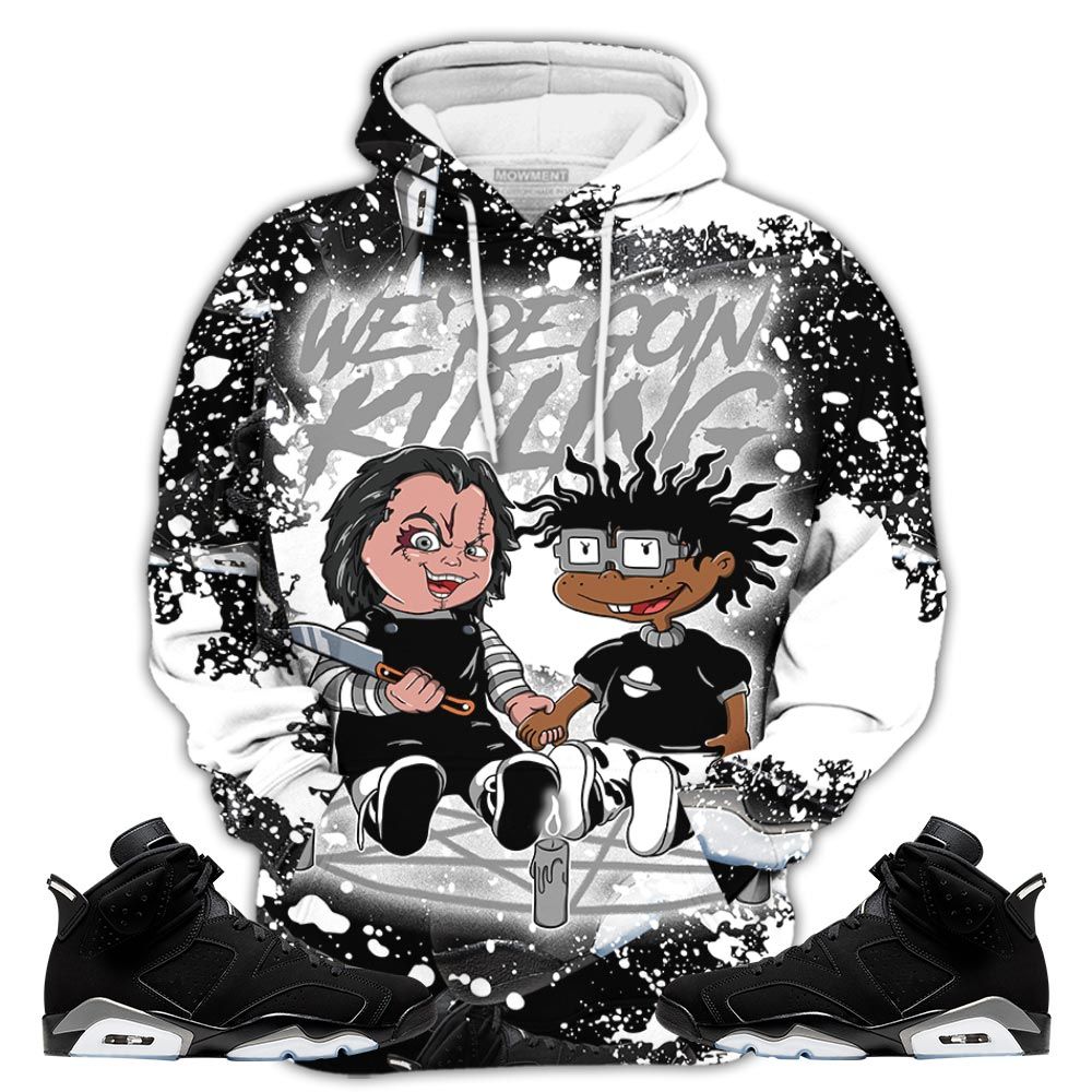 Graffiti Chucky Chuckie Horror Sneaker Shirt Match Retro Metallic Silver 6S, Jordan 6 Black Chrome Hoodie Sweatshirt Tee All Over Print MKO Shirt