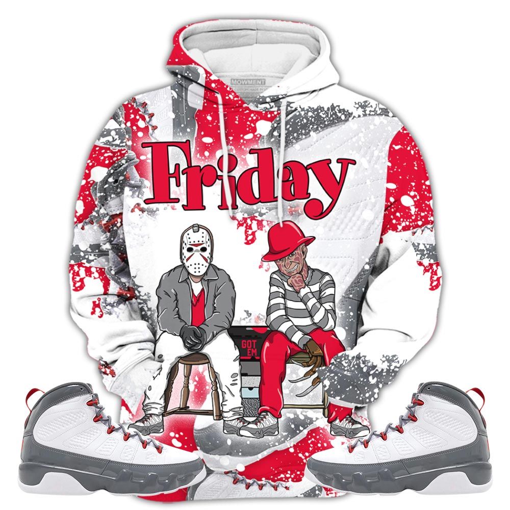 Graffiti Friday Horror Sneaker Shirt Match Fire Red 9S, Jordan 9 Retro Fire Red Hoodie Sweatshirt Tee All Over Print MKO Shirt
