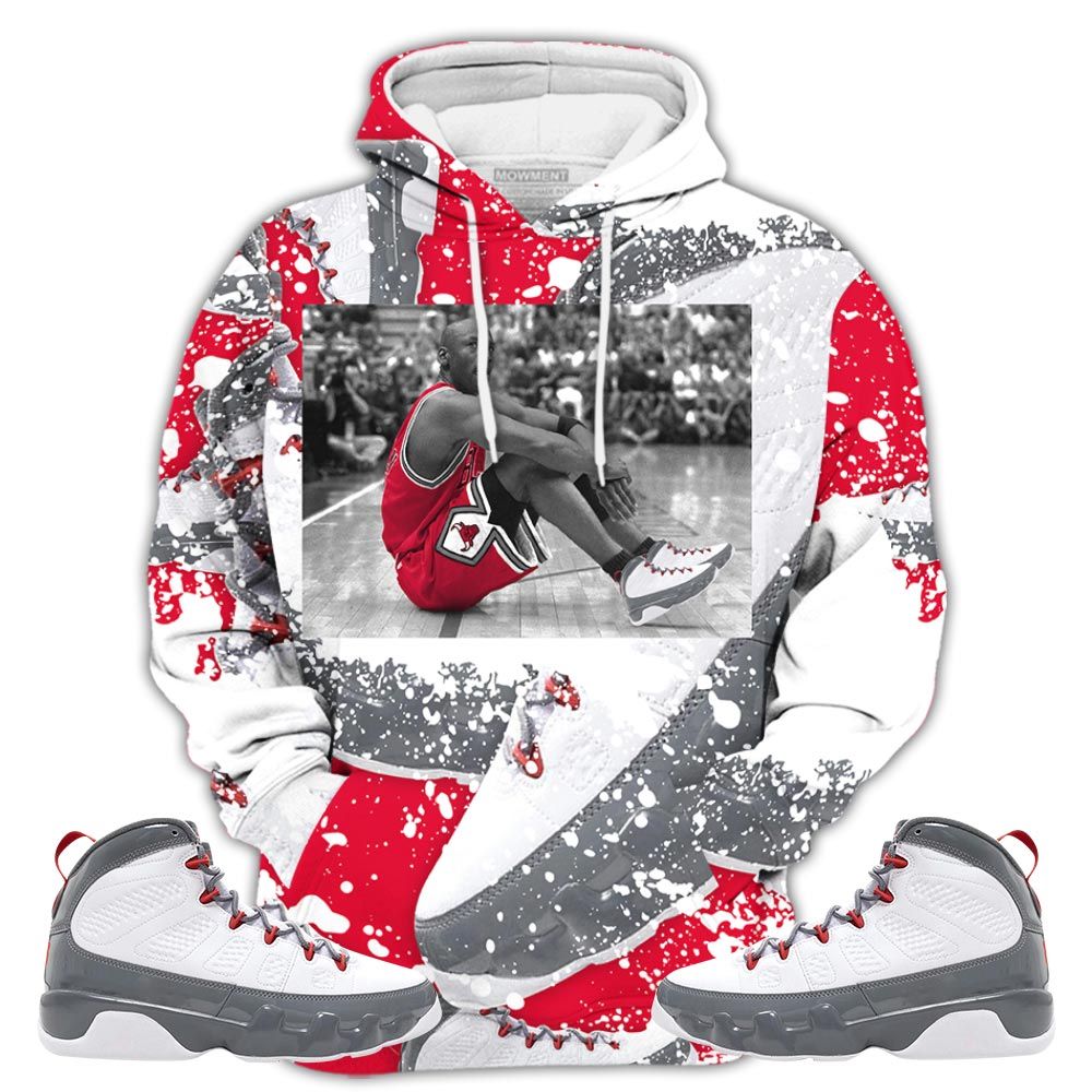 Graffiti Goat Number 23 Sneaker Shirt Match Grey Fire Red 9S, Jordan 9 Retro Fire Red Hoodie Sweatshirt Tee All Over Print MKO Shirt