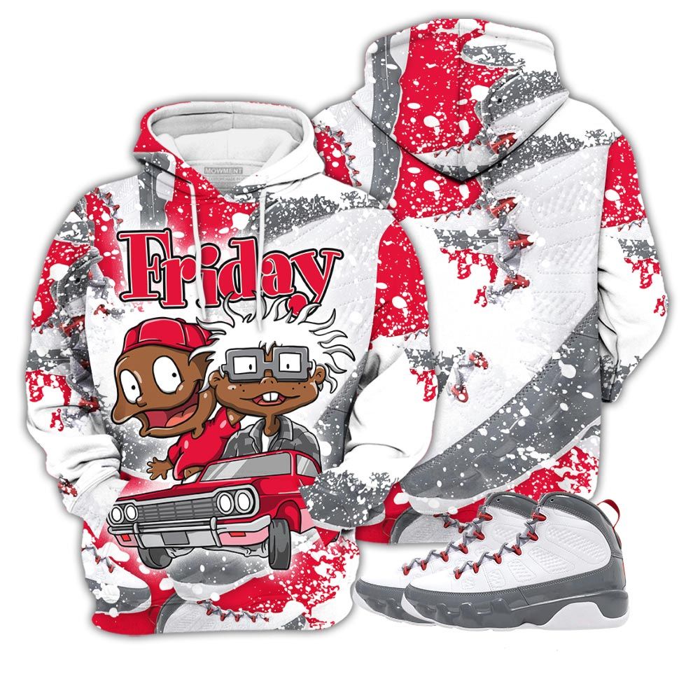 Graffiti Melanin Kids Friday Cartoon 90S Sneaker Shirt Match Fire Red 9S, Jordan 9 Retro Fire Red Hoodie Sweatshirt Tee All Over Print MKO Shirt