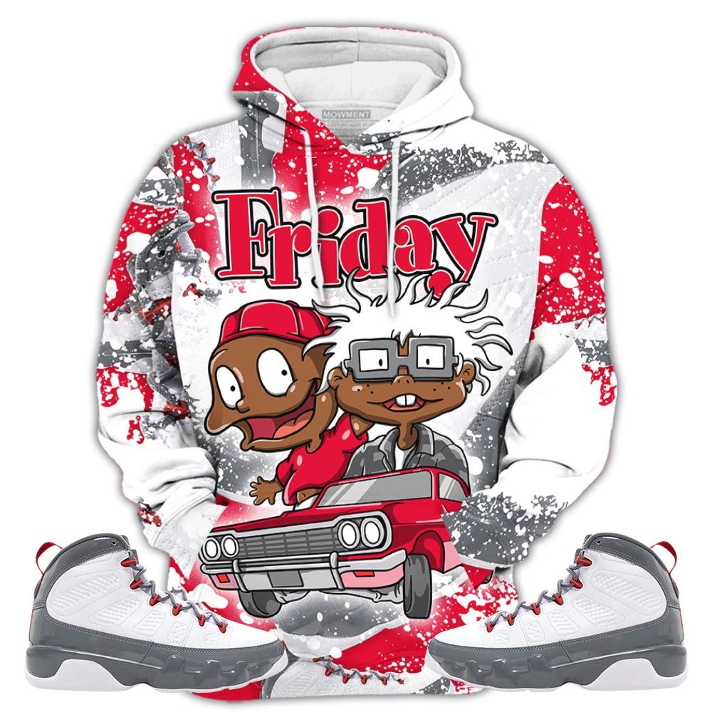 Graffiti Melanin Kids Friday Cartoon 90S Sneaker Shirt Match Fire Red 9S, Jordan 9 Retro Fire Red Hoodie Sweatshirt Tee All Over Print MKO Shirt
