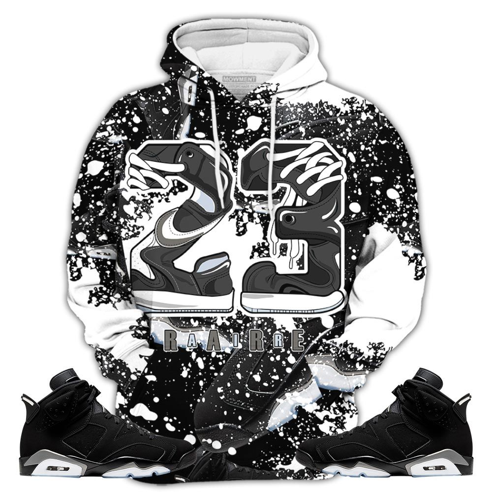 Graffiti Number 23 Rare Air Sneaker Shirt Match Retro Metallic Silver 6S, Jordan 6 Black Chrome Hoodie Sweatshirt Tee All Over Print MKO Shirt