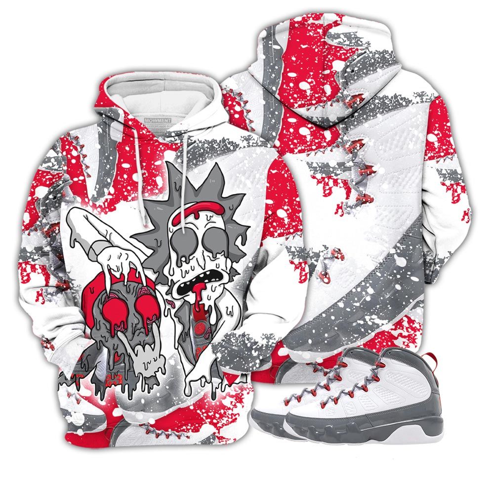Graffiti Rick And Drip Sneaker Shirt Match Fire Red 9S, Jordan 9 Retro Fire Red Hoodie Sweatshirt Tee All Over Print MKO Shirt