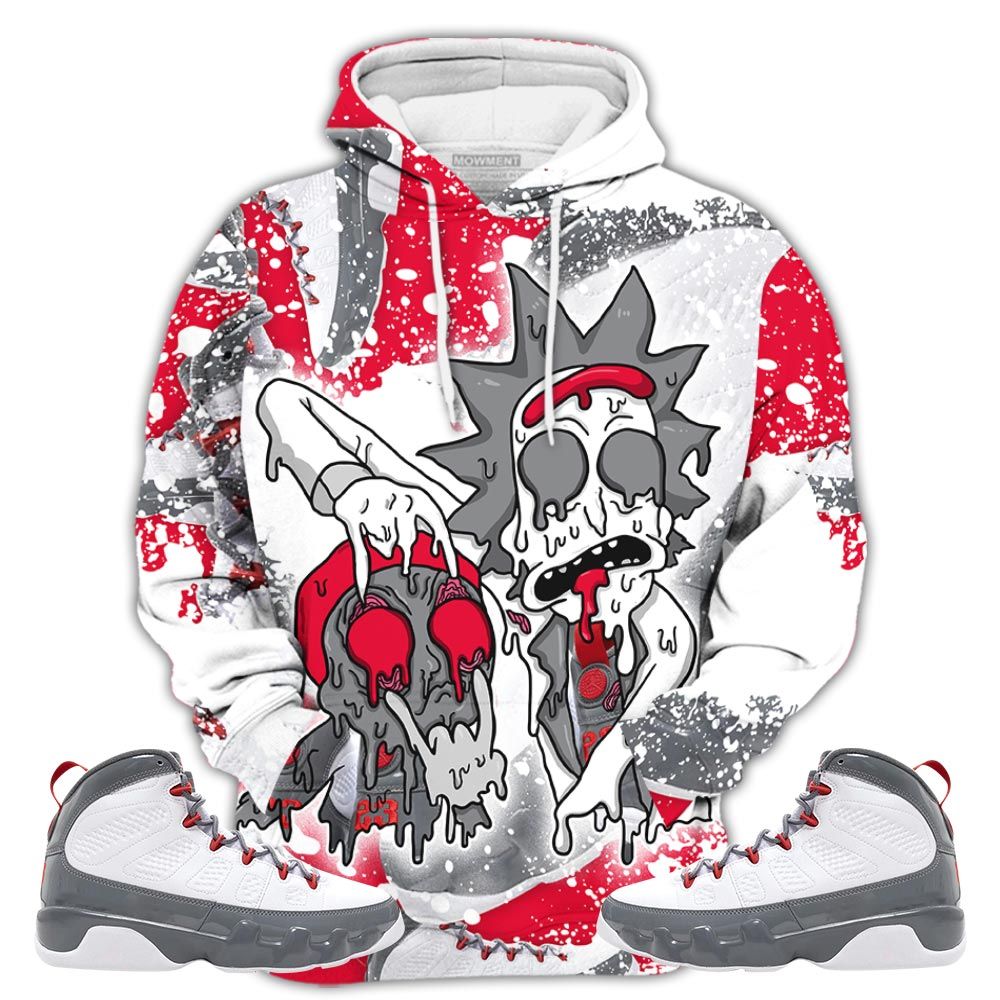 Graffiti Rick And Drip Sneaker Shirt Match Fire Red 9S, Jordan 9 Retro Fire Red Hoodie Sweatshirt Tee All Over Print MKO Shirt