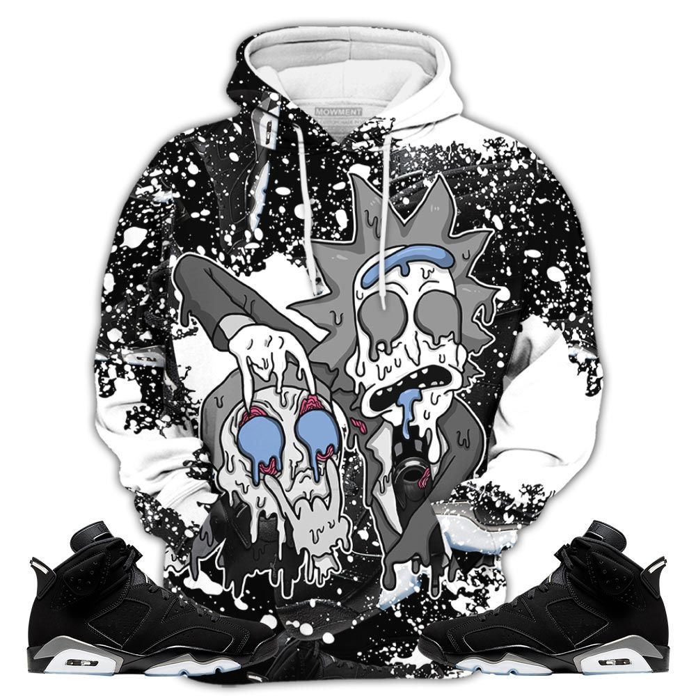 Graffiti Rick And Drip Sneaker Shirt Match Retro Metallic Silver 6S, Jordan 6 Black Chrome Hoodie Sweatshirt Tee All Over Print MKO Shirt