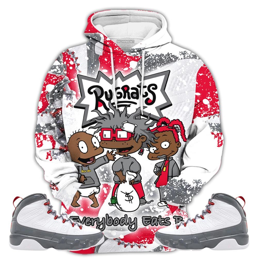 Graffiti Rugrats Everybody Eats B Sneaker Shirt Match Grey Fire Red 9S, Jordan 9 Retro Fire Red Hoodie Sweatshirt Tee All Over Print MKO Shirt