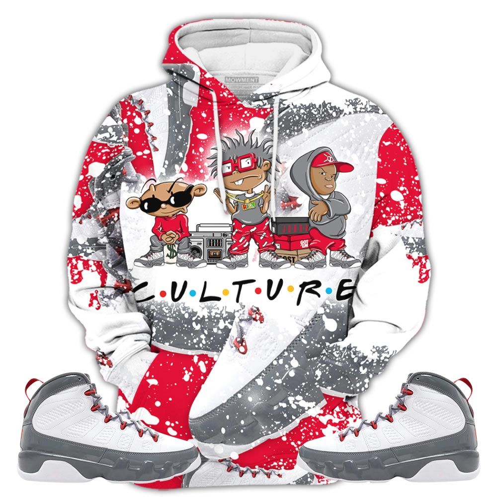 Graffiti Rugrats Knd Bebe Kids Sneaker Shirt Match Fire Red 9S, Jordan 9 Retro Fire Red Hoodie Sweatshirt Tee All Over Print MKO Shirt