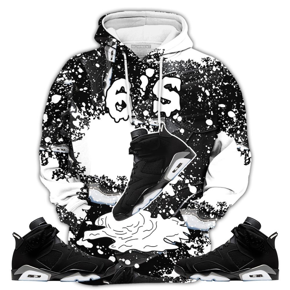 Graffiti Shoes Dripping Sneaker Shirt Match Retro Metallic Silver 6S, Jordan 6 Black Chrome Hoodie Sweatshirt Tee All Over Print MKO Shirt