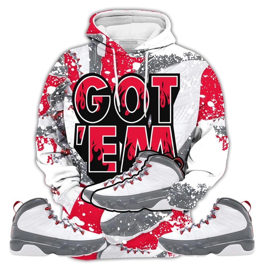 Graffiti Shoes Got Em Drip Sneaker Shirt Match Fire Red 9S, Jordan 9 Retro Fire Red Hoodie Sweatshirt Tee All Over Print MKO Shirt