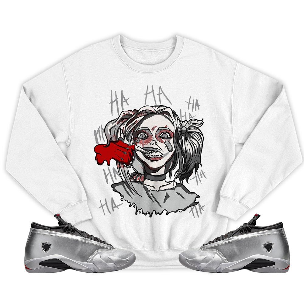 Harley Quinn Sneaker Shirt Match 14 Low Metallic Silver, Jordan 14 Metallic Silver MKO T-Shirt Harley Quinn Sneaker Shirt Match 14 Low Metallic Silver, Jordan 14 Metallic Silver MKO T-Shirt