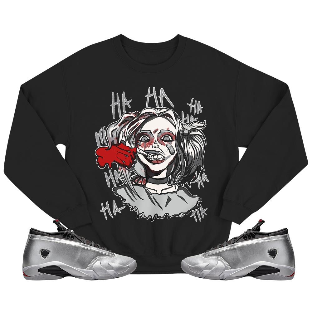 Harley Quinn Sneaker Shirt Match 14 Low Metallic Silver, Jordan 14 Metallic Silver MKO T-Shirt Harley Quinn Sneaker Shirt Match 14 Low Metallic Silver, Jordan 14 Metallic Silver MKO T-Shirt