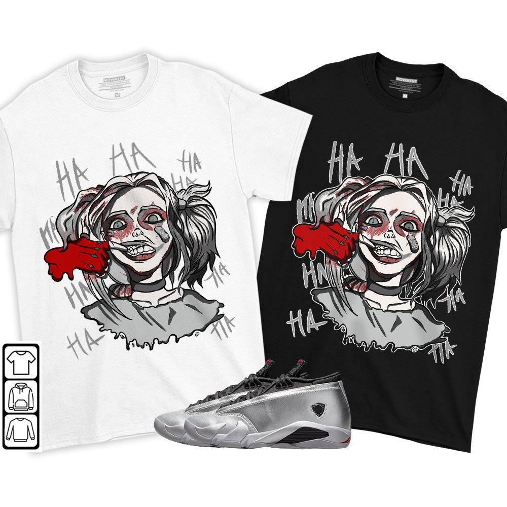 Harley Quinn Sneaker Shirt Match 14 Low Metallic Silver, Jordan 14 Metallic Silver MKO T-Shirt Harley Quinn Sneaker Shirt Match 14 Low Metallic Silver, Jordan 14 Metallic Silver MKO T-Shirt