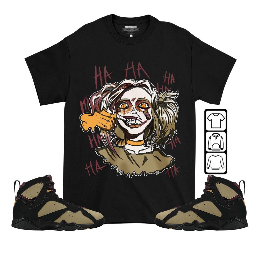 Harley Quinn Sneaker Shirt Match Black Cherrywood 7s, Jordan 7 Black Olive MKO T-Shirt Harley Quinn Sneaker Shirt Match Black Cherrywood 7s, Jordan 7 Black Olive MKO T-Shirt