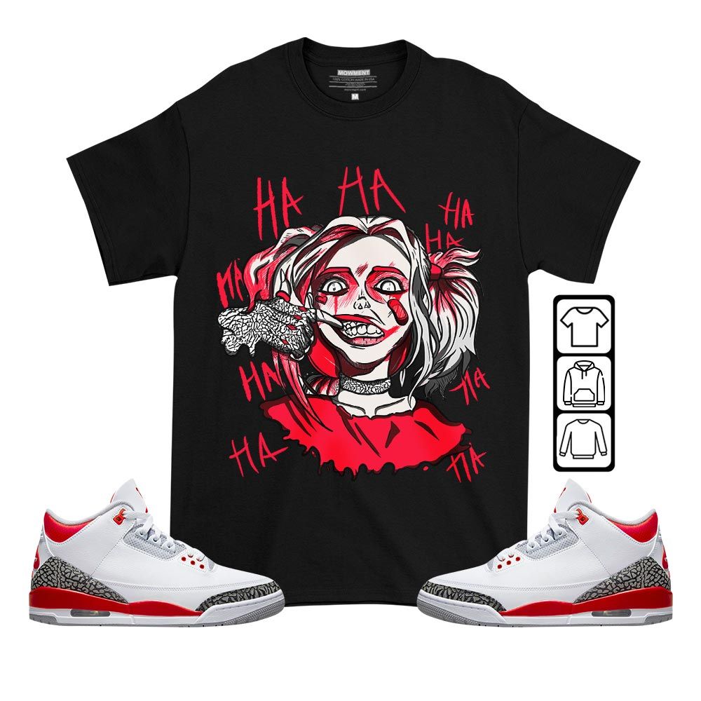 Harley Quinn Sneaker Shirt Match Fire Red 3s, Jordan 3 Retro Fire Red MKO T-Shirt