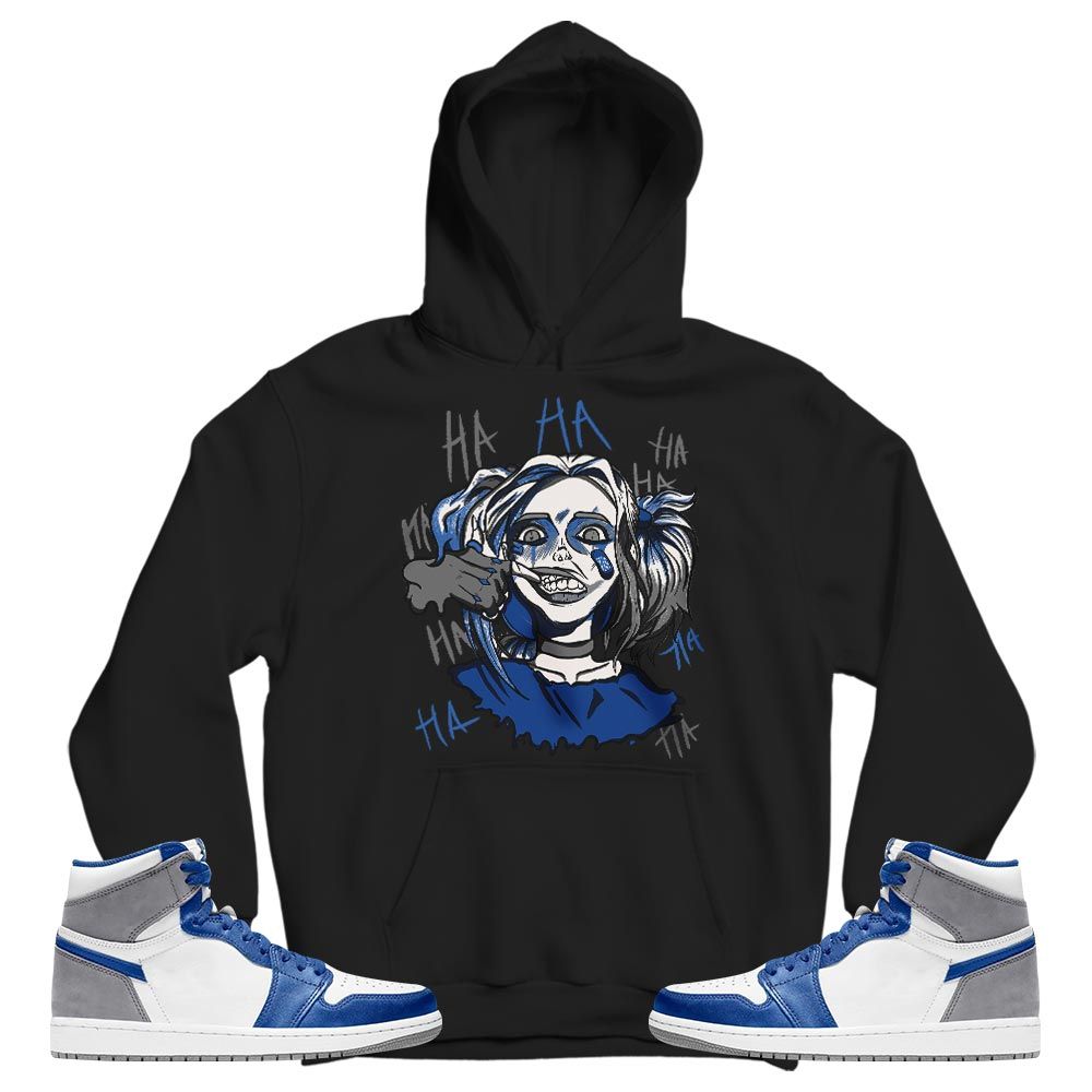 Harley Quinn Sneaker Shirt Match True Blue 1s, Jordan 1 High OG True Blue MKO T-Shirt
