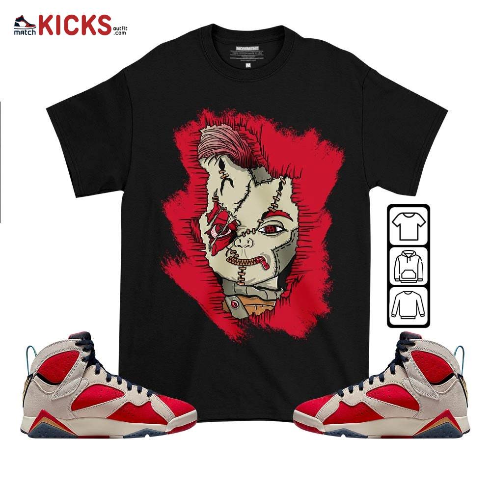 Head Of A Misunderstood Chucky Chuckie Sneaker Shirt Match Trophy Room 7s, Jordan 7 Trophy Room MKO T-Shirt