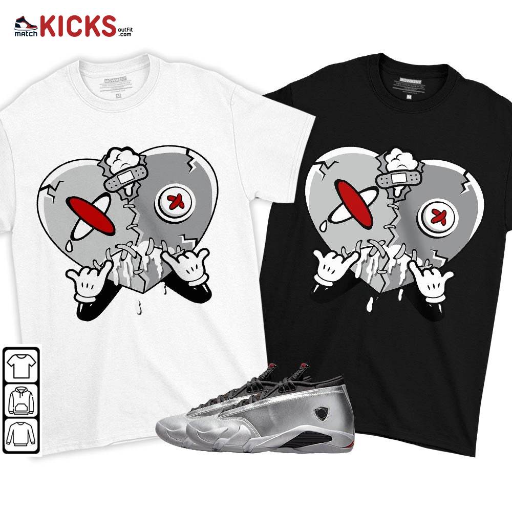 Heart Crying Lover Sneaker Shirt Match 14 Low Metallic Silver, Jordan 14 Metallic Silver MKO T-Shirt